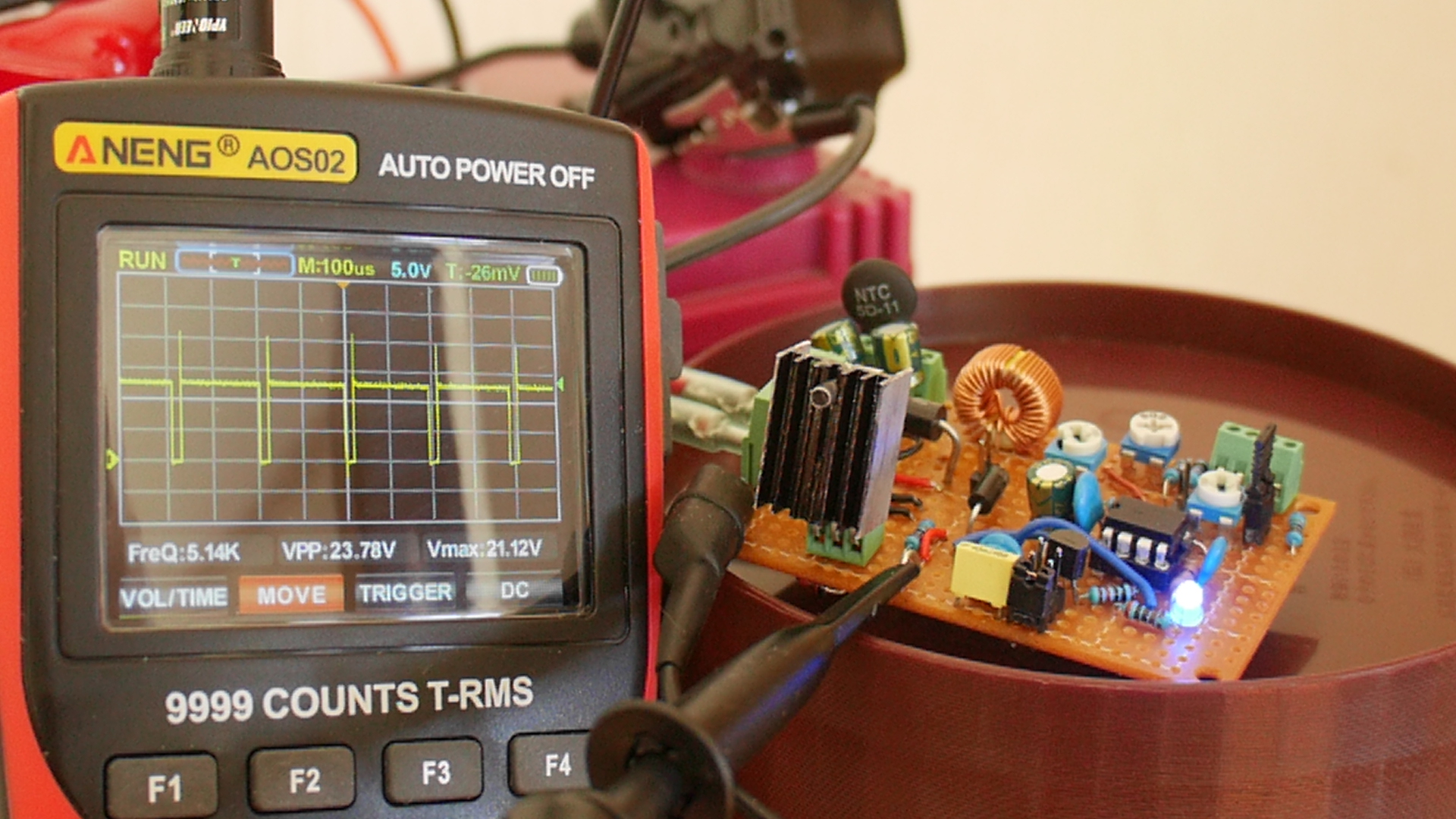 実際にバッテリーへ接続してパルス波形を測定