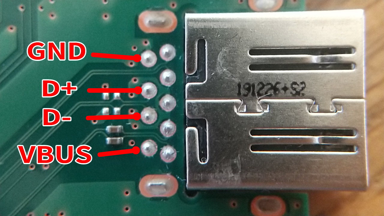 USB2.0と共通の4接点