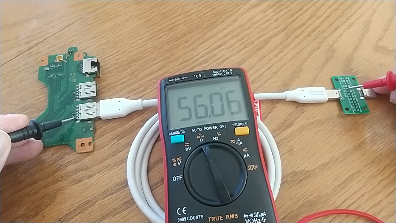 ケーブル内の56kΩを測定