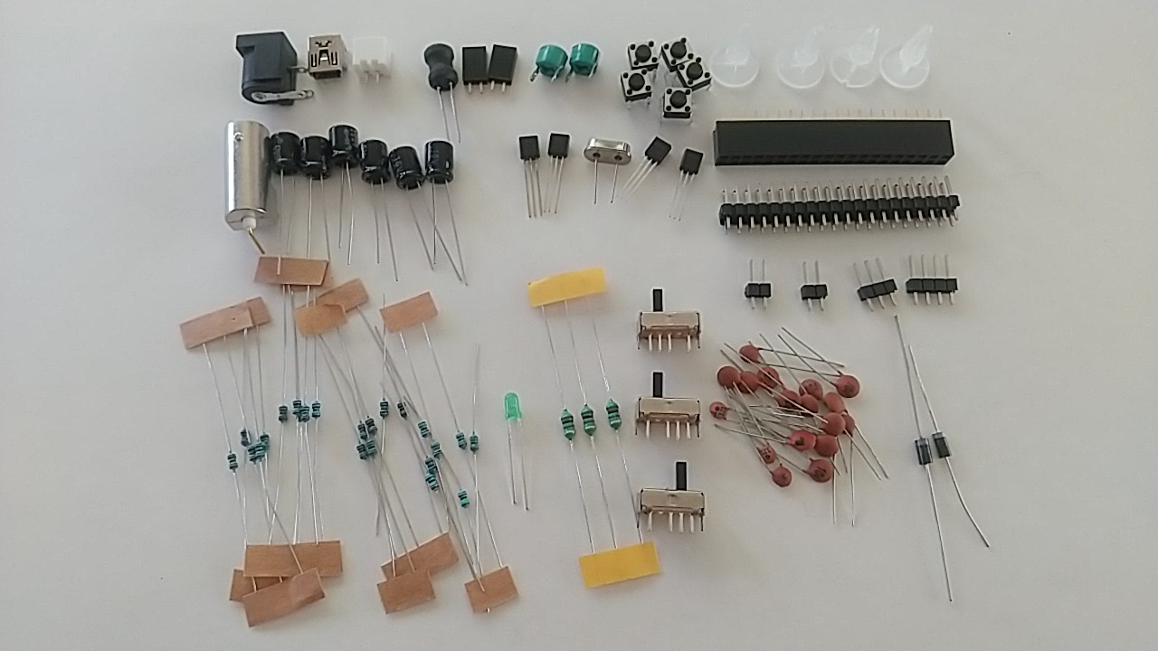 DSO138組み立てキットの部品の種類が分かる写真