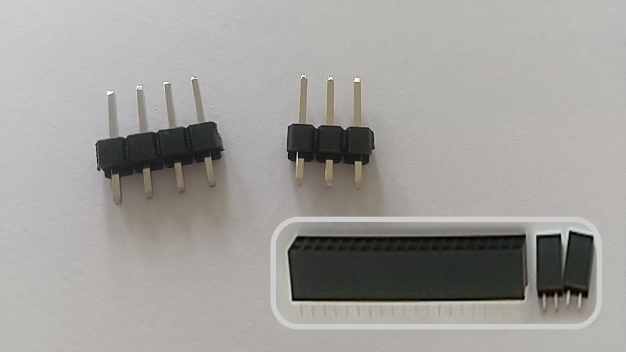 メインボード側のピンヘッダとピンソケット