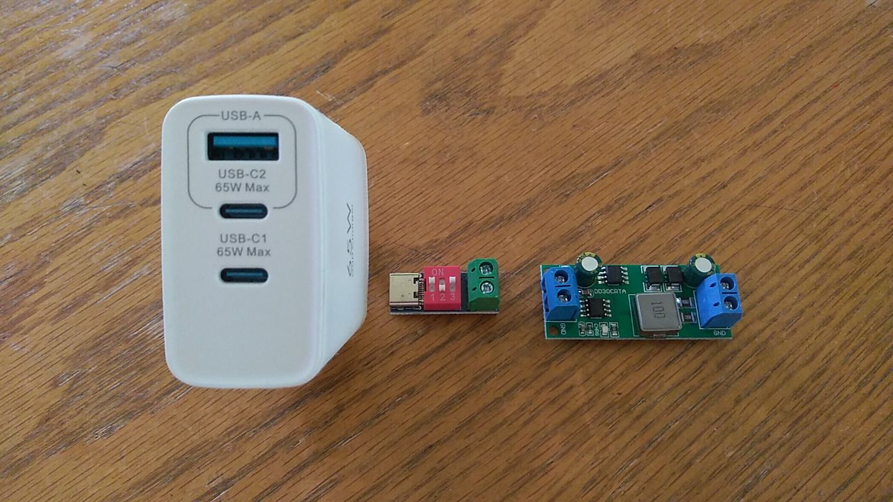 使用したPD充電器、PDトリガーとDD30CRTA
